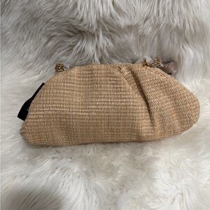 INC International Concepts Woven Straw Clutch in Natural Tan